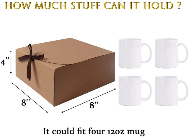 Alt view image 3 of 7 - Brown Gift Boxes with Lids, Gift Boxes Bulk with Ribbon, 12 Pack | 8 x 8 x 4 Inch Bridesmaid Proposal Box for Wedding, Birthdays, Christmas and Baby Shower