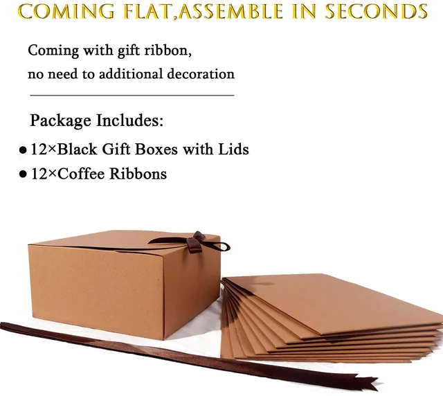 Alt view image 4 of 7 - Brown Gift Boxes with Lids, Gift Boxes Bulk with Ribbon, 12 Pack | 8 x 8 x 4 Inch Bridesmaid Proposal Box for Wedding, Birthdays, Christmas and Baby Shower