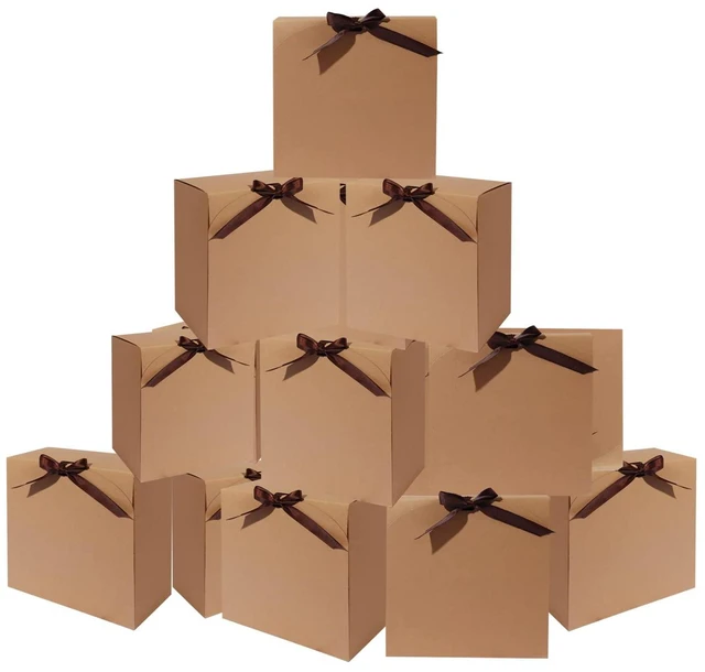 Alt view image 6 of 7 - Brown Gift Boxes with Lids, Gift Boxes Bulk with Ribbon, 12 Pack | 8 x 8 x 4 Inch Bridesmaid Proposal Box for Wedding, Birthdays, Christmas and Baby Shower