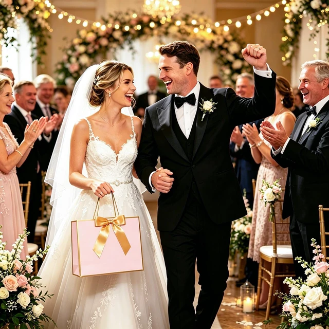 Alt view image 6 of 7 - 1Pcs Pink Gift Bag with Tissue Paper and Bow Envelope, 13"x10"x4.5" Large Gift Bag for Birthday Wedding Holiday Graduation (Gold Bow)