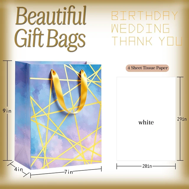 Alt view image 2 of 4 - Marble Paper Gift Bags Small Size 4 Pack 7 x 4 x 9 inch with Tissue Paper Four Different Marble Patterns for Wedding, Baby Showers, Party Favor, Thank You and Gift Giving