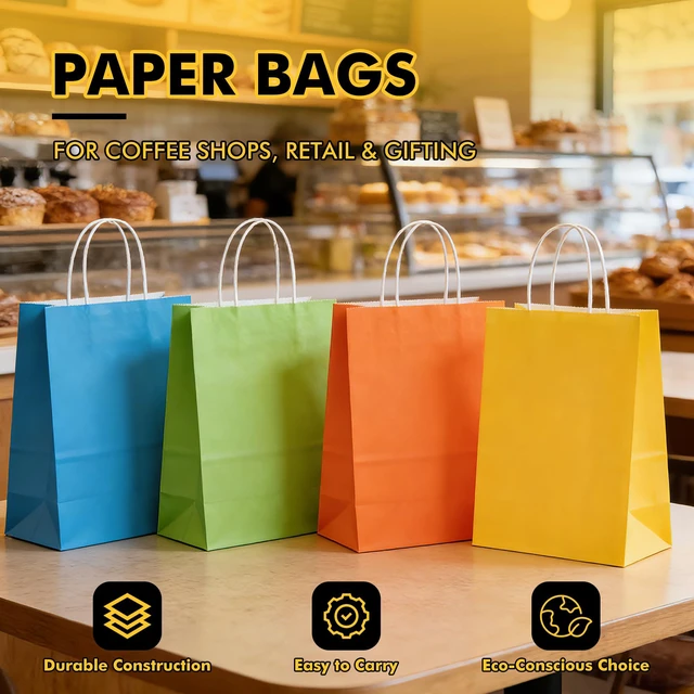 Alt view image 4 of 7 - 16 Pack Kraft Paper Gift Bags with Handles, 8x4.5x10.8 in, 8 Color | kraft gift bags for birthday, baby shower, wedding, crafts, party, eco-friendly