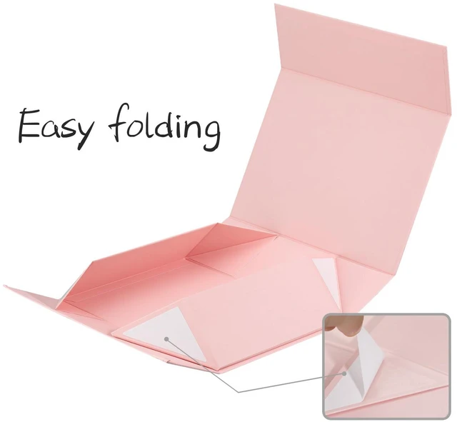 Alt view image 4 of 7 - Pink Gift Boxes,Collapsible 9.7x7.2x3.3 Inch Gift Box with Lids,Magnetic Closure Matte Textured Finish Box for Wedding,Birthday,Mother's day,Christmas