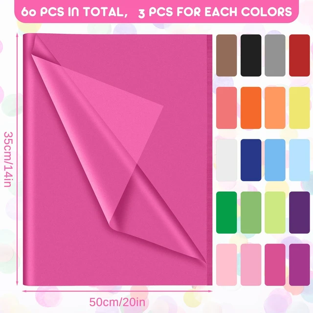 Alt view image 2 of 6 - 60 Sheets Colorful Tissue Paper Bulk for Gift Bags Flower Packaging | 14" x 20", 8 Colors, Birthday Wedding Holiday Christmas Party Gift Wrapping, Art Crafts, Bouquet Packaging, Gift Bag Filler