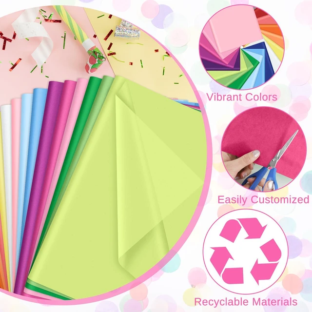 Alt view image 3 of 6 - 60 Sheets Colorful Tissue Paper Bulk for Gift Bags Flower Packaging | 14" x 20", 8 Colors, Birthday Wedding Holiday Christmas Party Gift Wrapping, Art Crafts, Bouquet Packaging, Gift Bag Filler