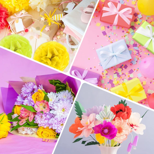 Alt view image 6 of 6 - 60 Sheets Colorful Tissue Paper Bulk for Gift Bags Flower Packaging | 14" x 20", 8 Colors, Birthday Wedding Holiday Christmas Party Gift Wrapping, Art Crafts, Bouquet Packaging, Gift Bag Filler