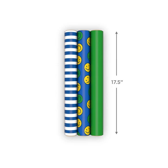 Alt view image 4 of 7 - Image Arts Birthday Wrapping Paper Mini Rolls, 3-Pack (Stripes, Green) | Mini rolls are perfect for easy storage, 27 Sq. Ft. Total, Ideal for Graduations, Father's Day, Easter, Any Occasion