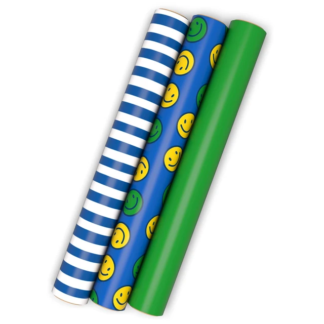 Alt view image 2 of 7 - Image Arts Birthday Wrapping Paper Mini Rolls, 3-Pack (Stripes, Green) | Mini rolls are perfect for easy storage, 27 Sq. Ft. Total, Ideal for Graduations, Father's Day, Easter, Any Occasion