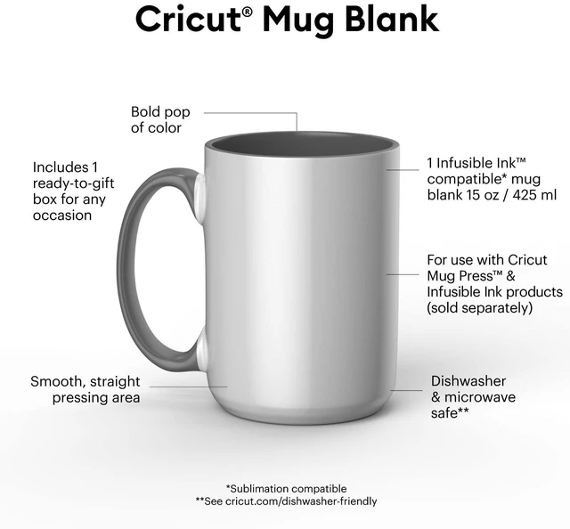 Alt view image 7 of 7 - Beveled Blank Mug to Decorate, White/Gray | Ceramic-Coated, Dishwasher & Microwave Safe,Infusible Ink Compatible,15 Oz Sublimation