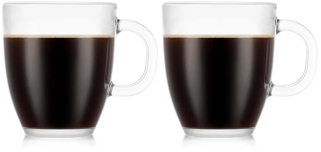 Main image of 12oz Bistro Coffee Mug Single-Wall Tempered Glass, 2 Pack, Clear | Single-Wall
