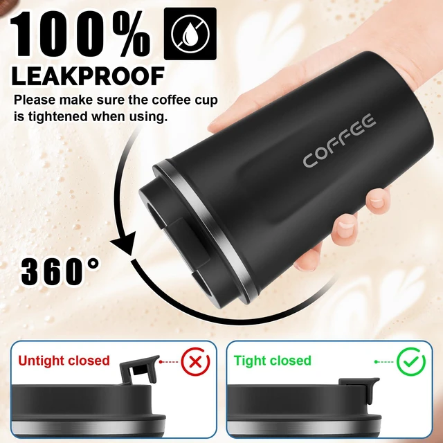 Alt view image 4 of 7 - 12 oz Coffee mug - Stainless Steel Coffee Cup with Leakproof Lid | Stainless Steel Double-wall insulation, 6-Hour Heat Retention, 360°Leak proof, BPA-free, Reusable And To Go Coffee Mug