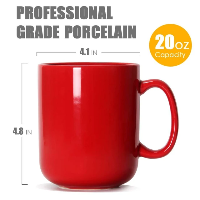 Alt view image 3 of 6 - 20 OZ Large Coffee Mug, M016 Ceramic Big Tea Cup with Handle for Dad Men, Red
