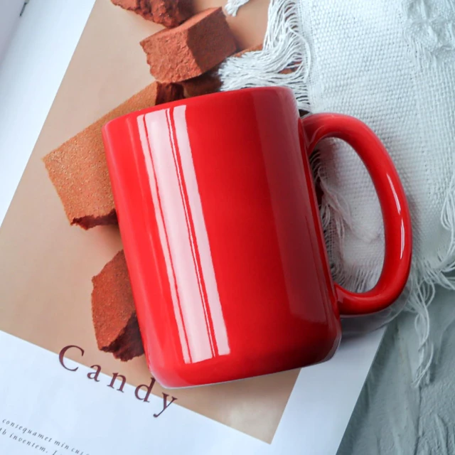 Alt view image 4 of 7 - 15 OZ Coffee Mug, Classic Blank Ceramic Cup with Large Handle for Tea Latte Cappuccino, Red