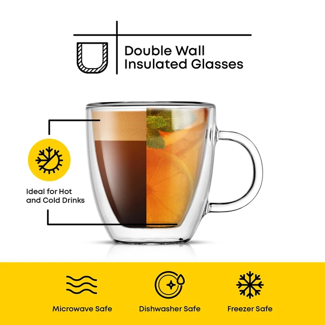 Alt view image 3 of 7 - Savor Double Wall Insulated Glasses Espresso Mugs (Set of 2) - 5.4-Ounces