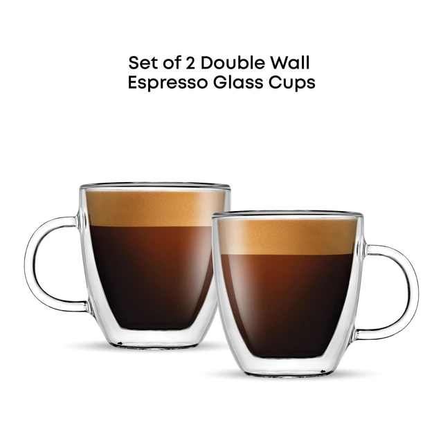 Alt view image 4 of 7 - Savor Double Wall Insulated Glasses Espresso Mugs (Set of 2) - 5.4-Ounces
