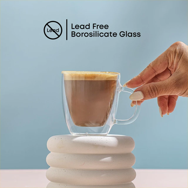 Alt view image 5 of 7 - Savor Double Wall Insulated Glasses Espresso Mugs (Set of 2) - 5.4-Ounces