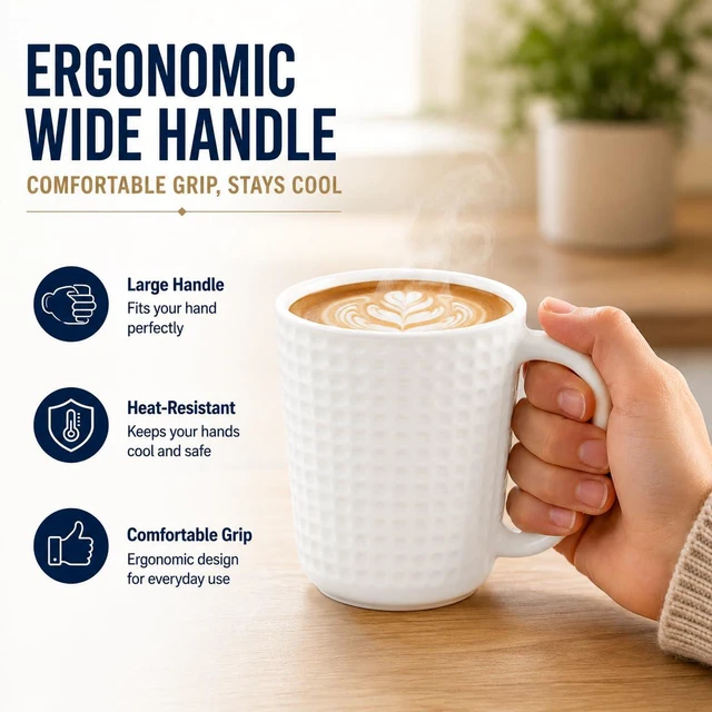 Alt view image 5 of 7 - Large Coffee Mug, 20 oz White Coffee Mugs, Ceramic Coffee Cup with Handle | Big Coffee Mug, Porcelain Mug for Latte, Tea, Cocoa, Microwave and Dishwasher Safe, Home & Office, Housewarming Gift
