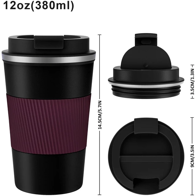 Alt view image 4 of 7 - Travel Mug 12oz, Insulated Coffee Mug with Leakproof Lid, Travel Coffee Mug Vacuum Stainless Steel Double Walled Reusable Coffee Cup for Hot and Iced Coffee Tea Water
