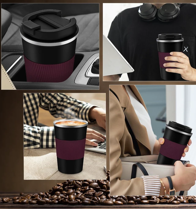 Alt view image 5 of 7 - Travel Mug 12oz, Insulated Coffee Mug with Leakproof Lid, Travel Coffee Mug Vacuum Stainless Steel Double Walled Reusable Coffee Cup for Hot and Iced Coffee Tea Water