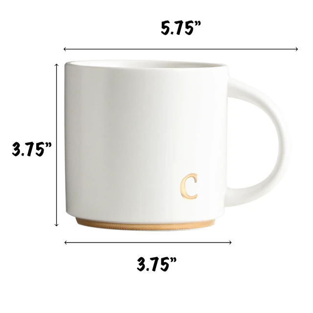 Alt view image 2 of 7 - Ceramic Coffee Mug, 15 oz Monogram Cup with Gift Box(C) | Dishwasher Safe, Engraved Gold Letter , Personalized Housewarming Birthday Present, Christmas Thanksgiving Mothers Day Gifts