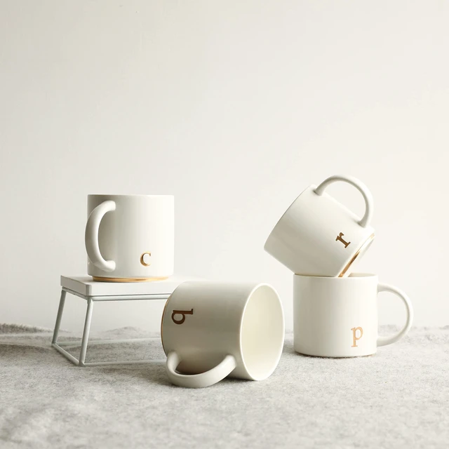 Alt view image 5 of 7 - Ceramic Coffee Mug, 15 oz Monogram Cup with Gift Box(C) | Dishwasher Safe, Engraved Gold Letter , Personalized Housewarming Birthday Present, Christmas Thanksgiving Mothers Day Gifts