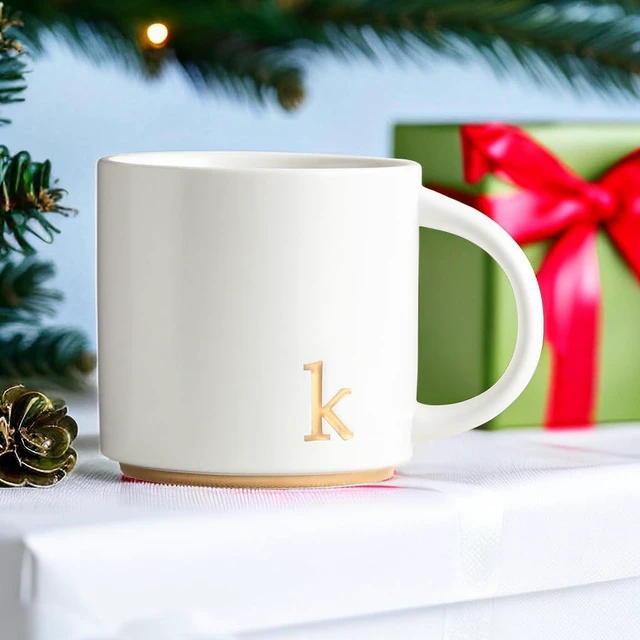 Alt view image 4 of 7 - Ceramic Coffee Mug, 15 oz Monogram Cup with Gift Box(K) | Dishwasher Safe, Engraved Gold Letter , Personalized Housewarming Birthday Present, Christmas Thanksgiving Mothers Day Gifts