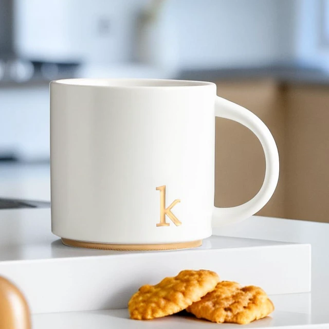 Alt view image 5 of 7 - Ceramic Coffee Mug, 15 oz Monogram Cup with Gift Box(K) | Dishwasher Safe, Engraved Gold Letter , Personalized Housewarming Birthday Present, Christmas Thanksgiving Mothers Day Gifts