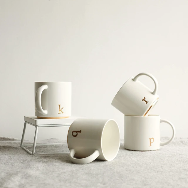 Alt view image 7 of 7 - Ceramic Coffee Mug, 15 oz Monogram Cup with Gift Box(K) | Dishwasher Safe, Engraved Gold Letter , Personalized Housewarming Birthday Present, Christmas Thanksgiving Mothers Day Gifts