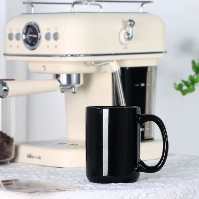 Alt view image 5 of 7 - 15 OZ Coffee Mug, Classic Blank Ceramic Cup with Large Handle for Tea Latte Cappuccino, Black