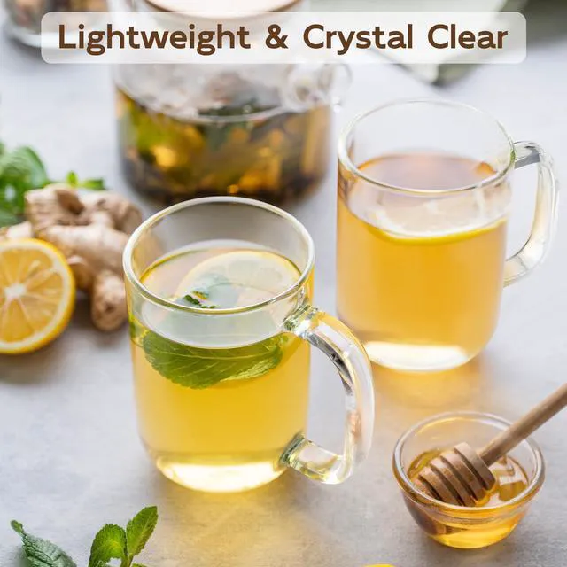 Alt view image 5 of 7 - Glass Coffee Mugs, 20 oz Ice coffee cups, Large Clear Tea Cups Set of 2, Glass Mugs with Handles, Glass Cups for Latte, Cappuccino, and Tea
