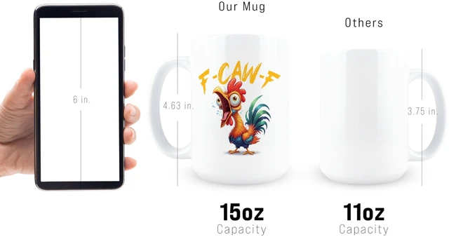 Alt view image 3 of 7 - Fcawf Coffee Mug, F Awk F Mug, Funny Coffee Cups for Men, Rooster Gifts for Men, Chicken Cup, Gifts for Chicken Lovers, Hidden Message, Adult Humor, White Elephant, 15oz Ceramic Novelty Drinkware