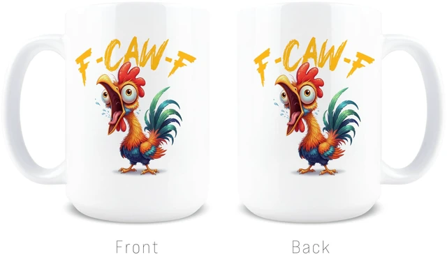 Alt view image 5 of 7 - Fcawf Coffee Mug, F Awk F Mug, Funny Coffee Cups for Men, Rooster Gifts for Men, Chicken Cup, Gifts for Chicken Lovers, Hidden Message, Adult Humor, White Elephant, 15oz Ceramic Novelty Drinkware
