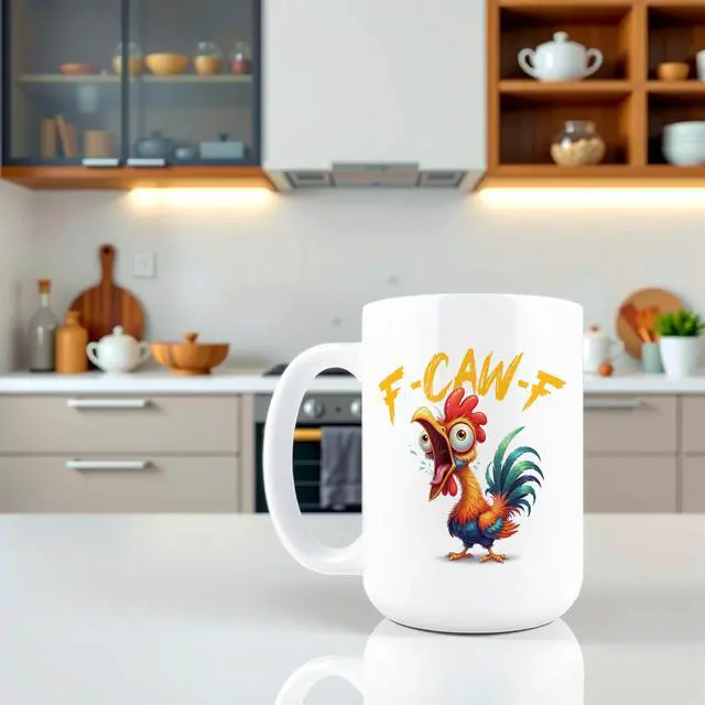 Alt view image 6 of 7 - Fcawf Coffee Mug, F Awk F Mug, Funny Coffee Cups for Men, Rooster Gifts for Men, Chicken Cup, Gifts for Chicken Lovers, Hidden Message, Adult Humor, White Elephant, 15oz Ceramic Novelty Drinkware