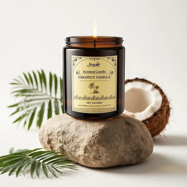 Alt view image 4 of 7 - Coconut Vanilla Scented Candles, 7oz Soy Wax Candle, Long Lasting Aromatherapy Jar Candle for Home, Scented Long Burning Candle Gift for Women and Men