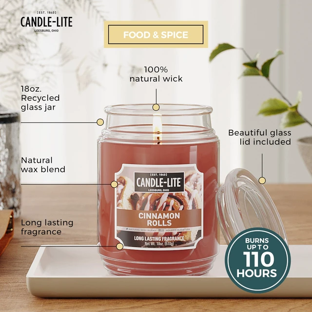 Alt view image 2 of 6 - Fall Scented Candles, Cinnamon Rolls, 18 oz Jar, Proudly Poured in The USA, Aromatherapy Candle, Single-Wick with 110 Hours of Burn Time, Perfect for Creating an Inviting Ambiance