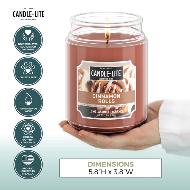 Alt view image 3 of 6 - Fall Scented Candles, Cinnamon Rolls, 18 oz Jar, Proudly Poured in The USA, Aromatherapy Candle, Single-Wick with 110 Hours of Burn Time, Perfect for Creating an Inviting Ambiance