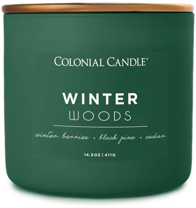 Main image of Winter Woods Scented Jar Candle, Pop of Color Collection, 3 Wick, Green, 14.5 oz - Up to 60 Hours Burn