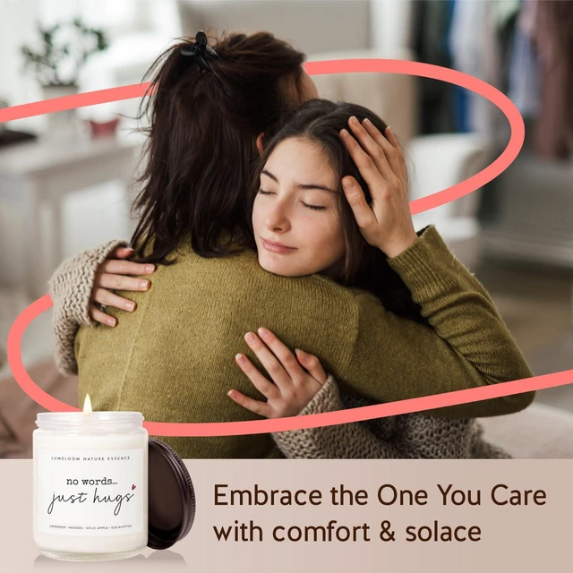 Alt view image 2 of 7 - Sympathy Gifts for Loss of Loved One- 9oz Lavender Scented Candle | Memorial Gifts, No Words Just Hugs, Bereavement, Grief, Think of You, Miscarriage, Get Well Candle for Women, Soy Wax