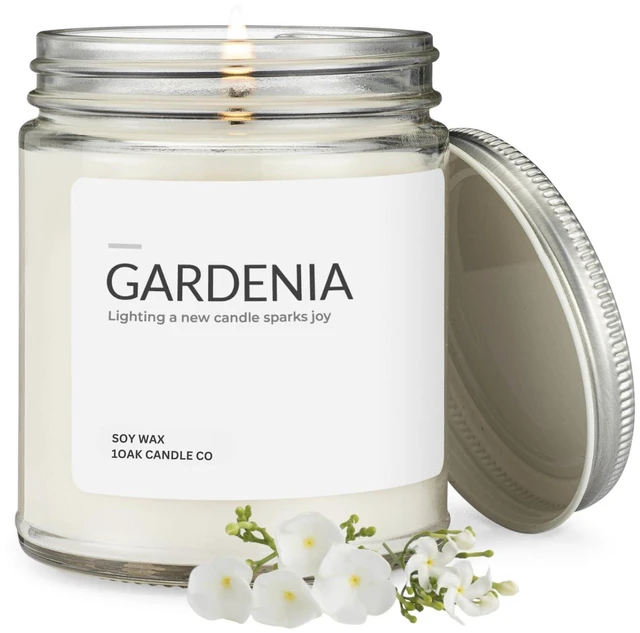 Main image of Gardenia Candle - Soy Wax Scented Candles - Long Burning Premium Hand-Poured (7oz.)