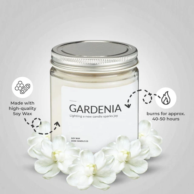 Alt view image 2 of 6 - Gardenia Candle - Soy Wax Scented Candles - Long Burning Premium Hand-Poured (7oz.)
