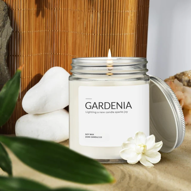 Alt view image 4 of 6 - Gardenia Candle - Soy Wax Scented Candles - Long Burning Premium Hand-Poured (7oz.)