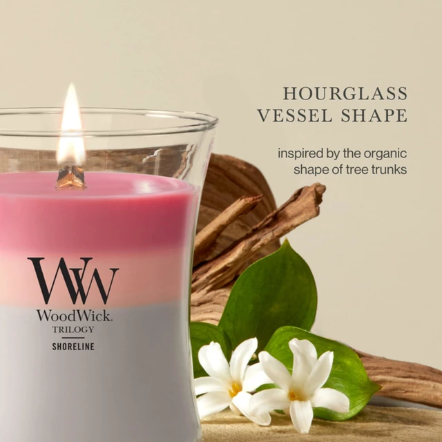 Alt view image 4 of 7 - Shoreline Trilogy Gifts for Women and Men, 9.7 oz Medium Hourglass Trilogy Candle with Crackling Wick