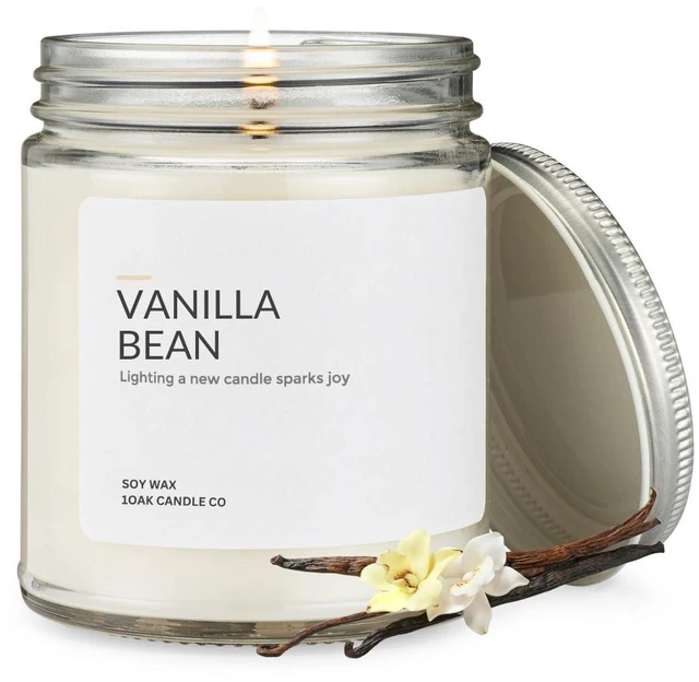 Main image of Vanilla Bean Candle - Vanilla Candles for Home - Soy Wax Scented Candles - Hand-Poured (7oz.)
