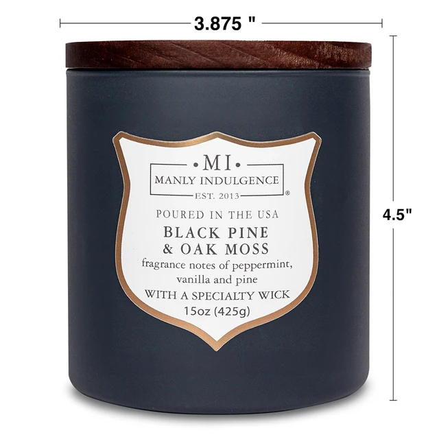 Alt view image 4 of 6 - Black Pine Oakmoss Scented Candles for Men, 15 oz Wooden Wick, Premium Soy Blend Wax, 60H Burn, Candles for Home Scented - Made in The USA