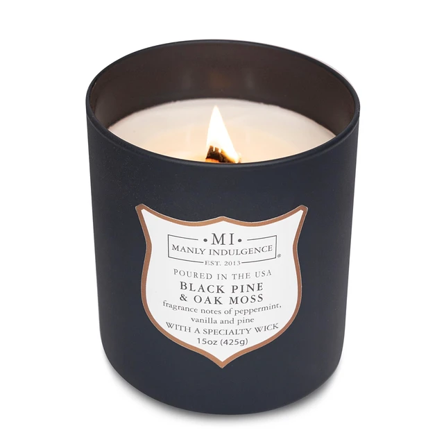 Alt view image 3 of 6 - Black Pine Oakmoss Scented Candles for Men, 15 oz Wooden Wick, Premium Soy Blend Wax, 60H Burn, Candles for Home Scented - Made in The USA
