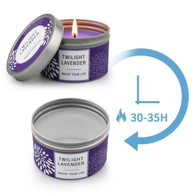 Alt view image 3 of 7 - Scented Candle Gift Set for Women, 3 Pack Large Soy Wax Candles in Tins, 6.2 oz Each, 30-35 Hr Burn, Lavender, Orange Blossom & Mahogany Woods