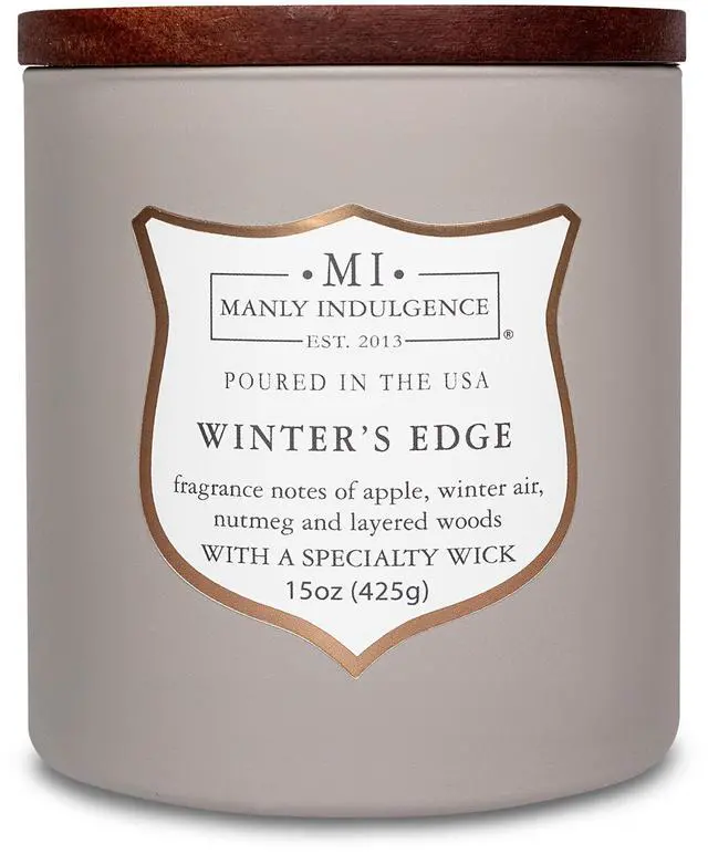 Main image of Winters Edge Scented Candles for Men, 15 oz Wooden Wick, Premium Soy Blend Wax, 60H Burn, Candles for Home Scented - Made in The USA