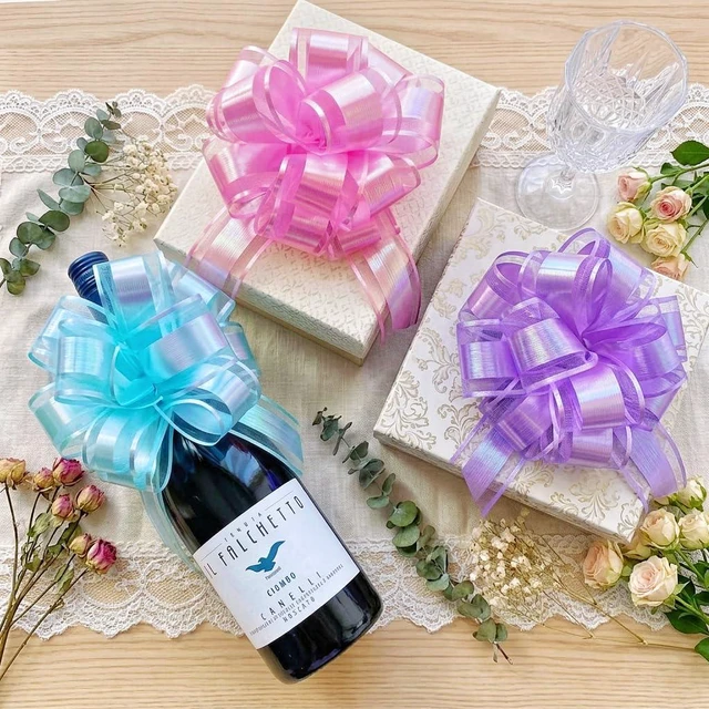 Alt view image 6 of 7 - 12PCS Rainbow Color Pull Bows for Gift Wrapping, 6 Inches Large Gift Bow, Colorful Laser Ribbon Decoration for Flower Bouquets and Basket, Aurora Bows for Birthday Presents, Anniversary, Wedding