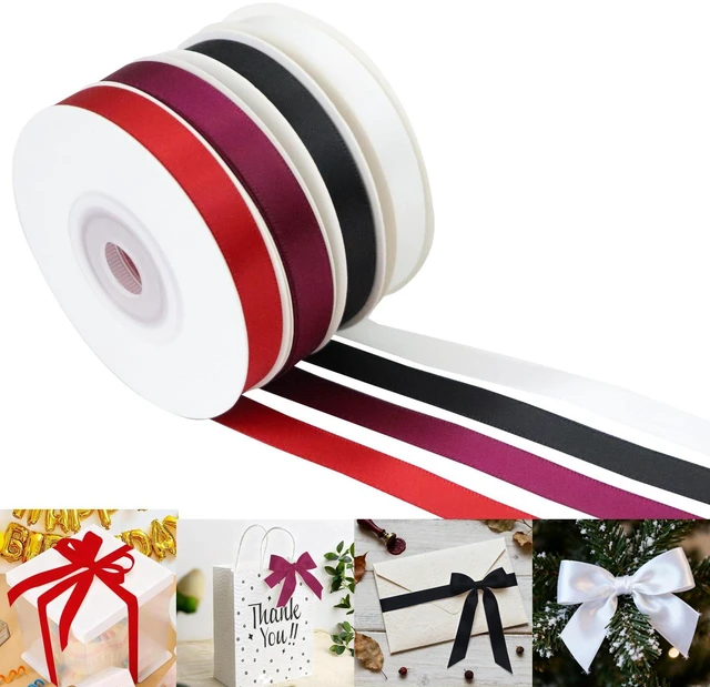 Alt view image 4 of 7 - Satin Ribbon, White & Black & Red & Wine, 3/8" X 10 Yard X 4 Rolls | Gift Wrapping, Christmas Crafts,Birthday,Party,Balloon,thin