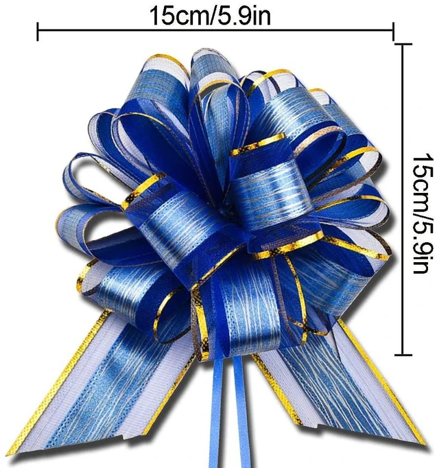 Alt view image 3 of 6 - 6 PCS Large Pull Bows, Gift Wrapping Bows, Gift Wrapping Ribbon Pull Bows Gift Bows for Wedding, Birthday, Christmas, Valentine's Day, Gift Baskets, Party, Presents Decor, Holiday Decor (Blue)